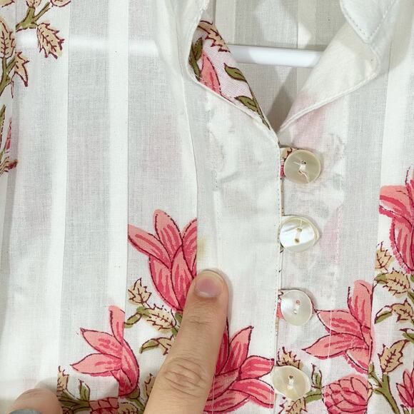 Kemble Palm Beach Button Up Kurta Tunic Womens Size XS Pink Floral - Picture 4 of 6